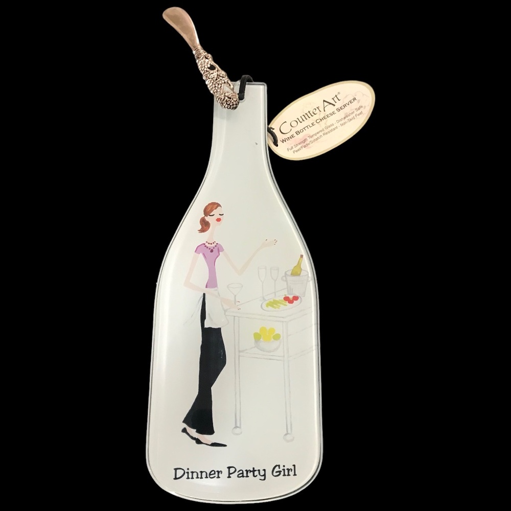 Wine bottle cheese server and cheese knife. NWT